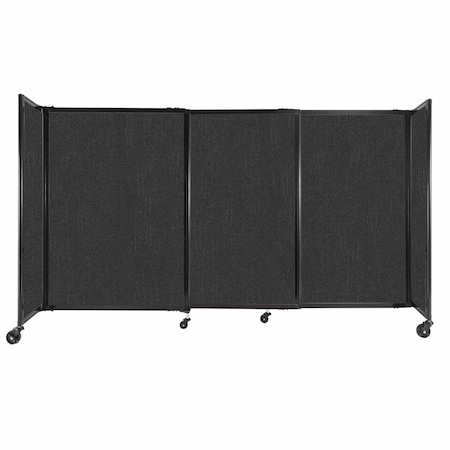 Versare StraightWall Sliding Portable Partition 7'2" x 4' Black Fabric 1448302